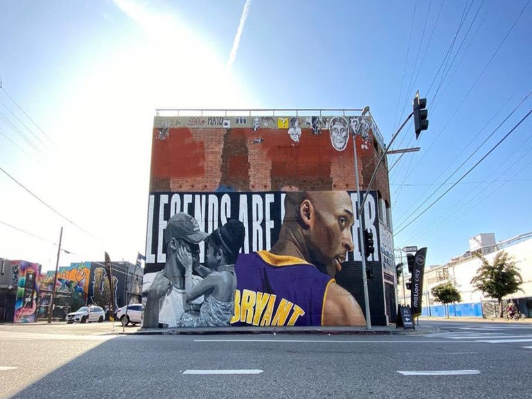 Kobe and Gianna Bryant mural by Royyal Dog at The Container Yard