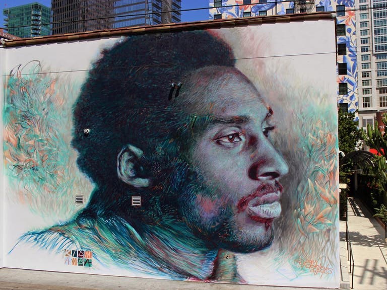 "Kid Mamba" Kobe Bryant mural by Paul Daniels at Hotel Figueroa